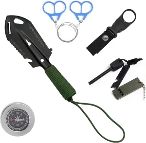 6 IN 1 Backpacking Trowel – Lightweight Shovel for Camping, Hiking, Backpacking, Gardening – Compact Survival Multitool with Carrying Sheath (Group1)
