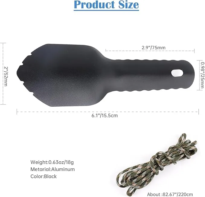 Backpacking Trowel Ultralight Camping Shovel Hiking Trowel Garden Trowel Small Potty Shovel (Black)