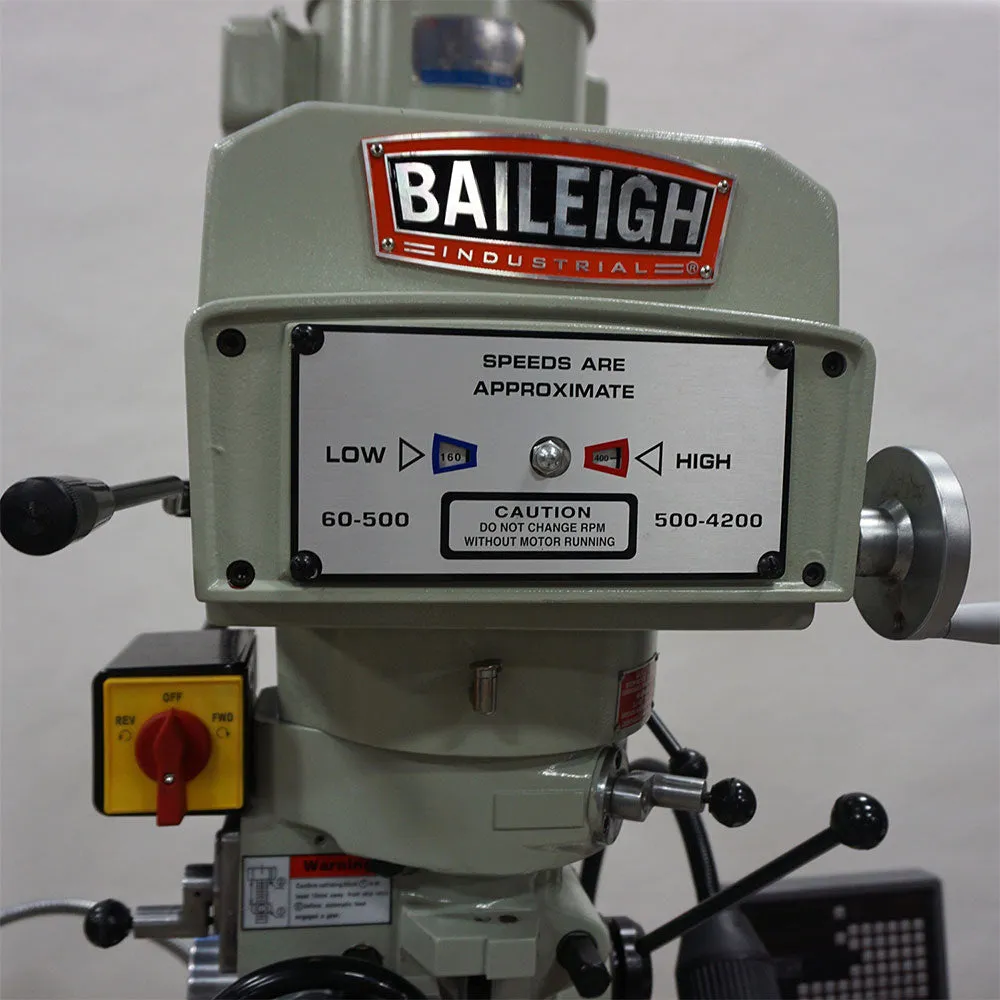 Baileigh 1019108 VM-949E-VS 220V Vertical Mill w/ Variable Spindle Speed
