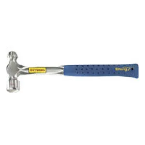 Ball Pein Hammer, Cushion Grip Steel Handle, 13 1/2 in, Steel 24 oz Head