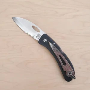 Boye Pointed Tip Folder with Titanium Marlinspike - Black Serrated