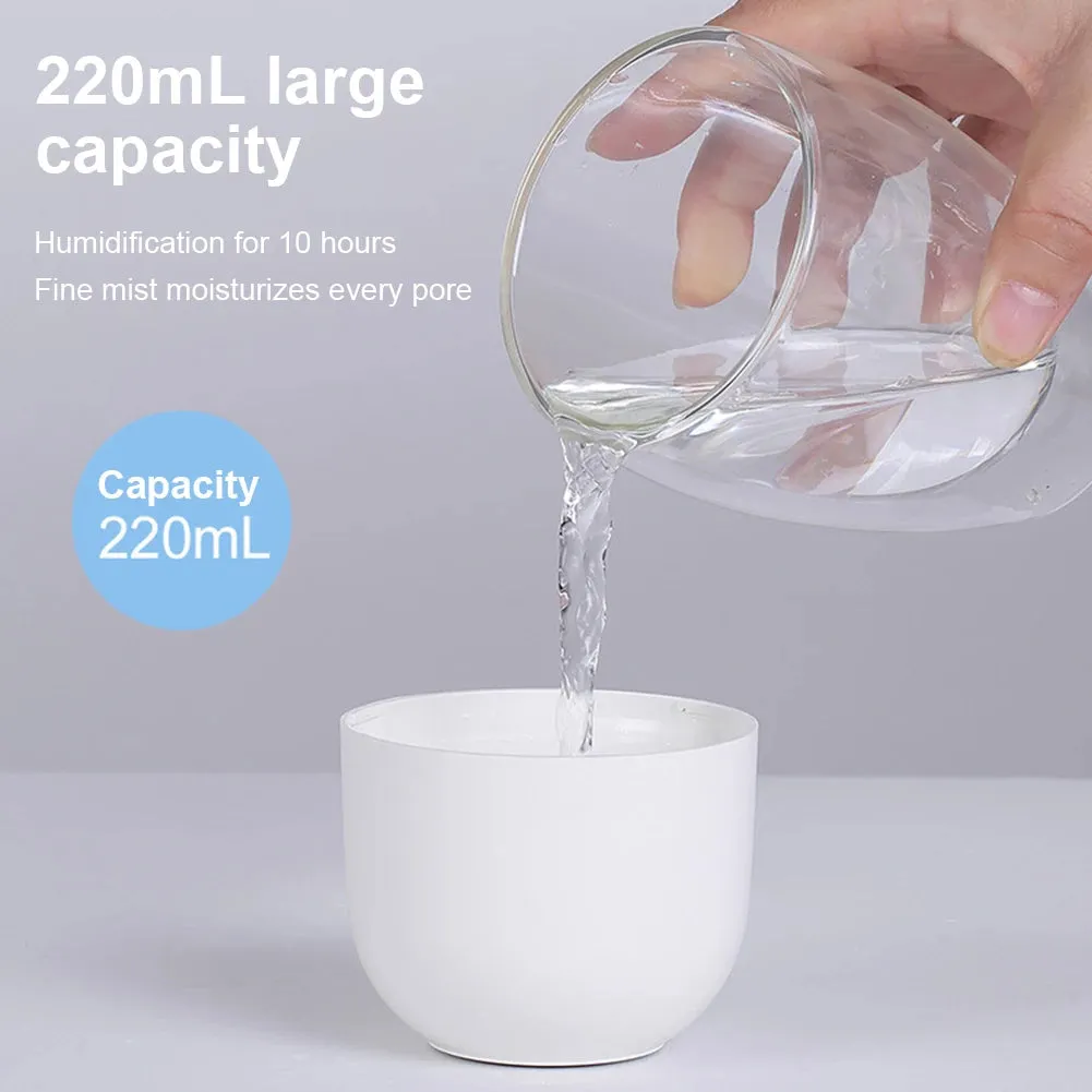 Compact Ultrasonic Humidifier & Aroma Diffuser with LED Night Lamp - 220ML USB Powered