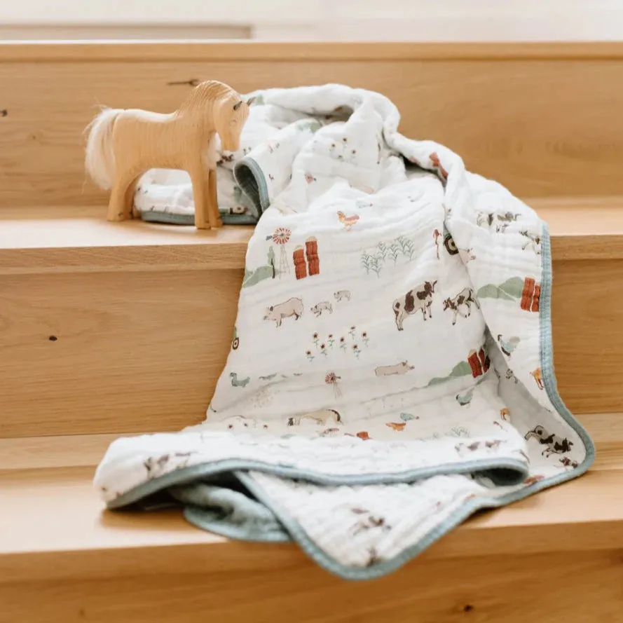 Cotton Muslin Quilt - Farmyard