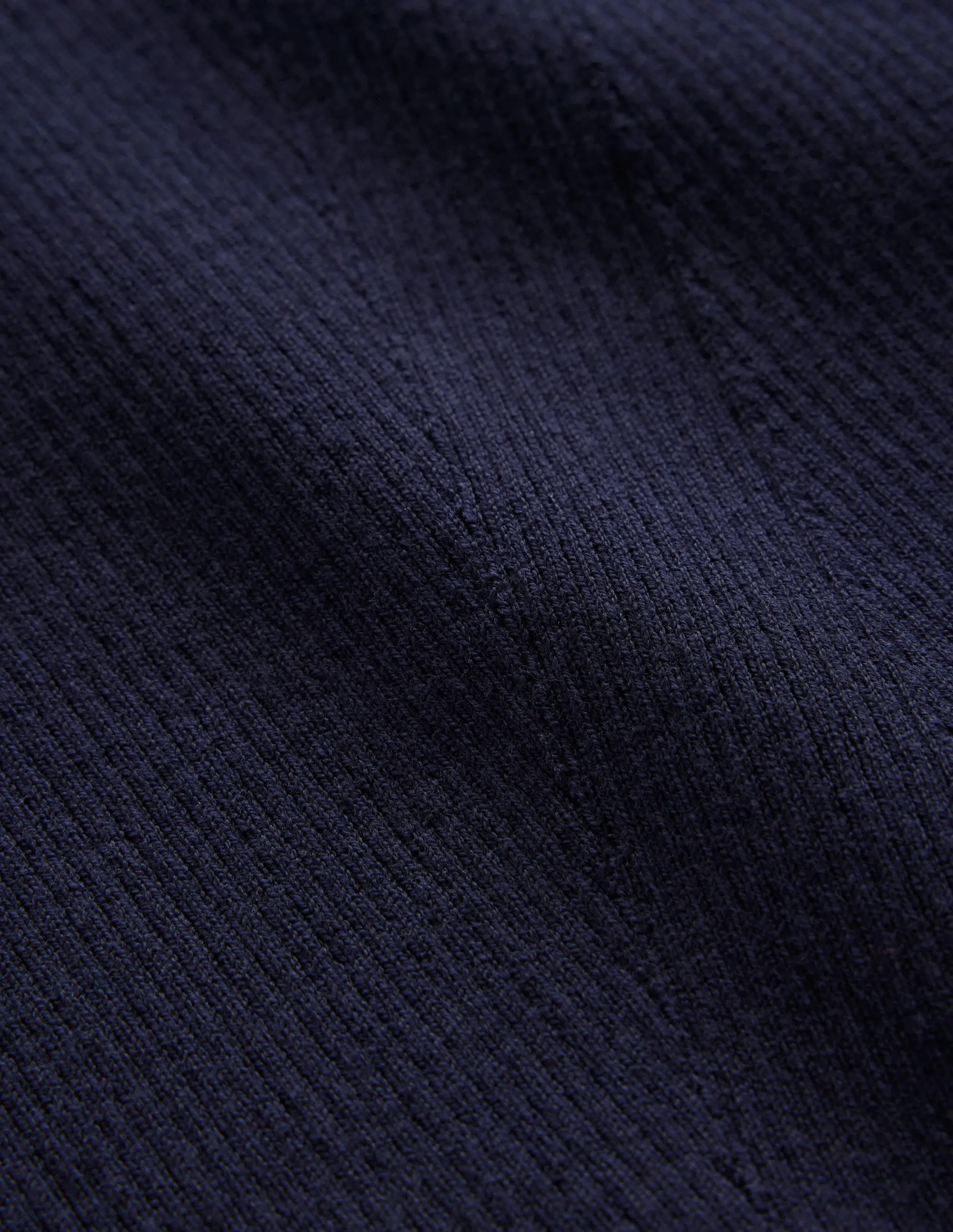 Cotton Rib Boat Neck Jumper-Navy
