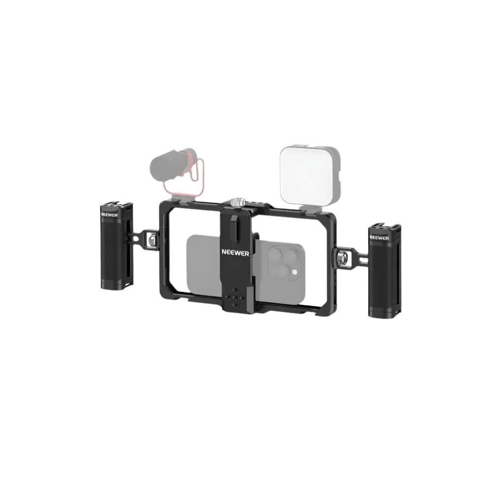 Dual Handle Vlogging Kit for Iphone & Galaxy Wireless Mic Clip Stabilizer for Pro Max Models
