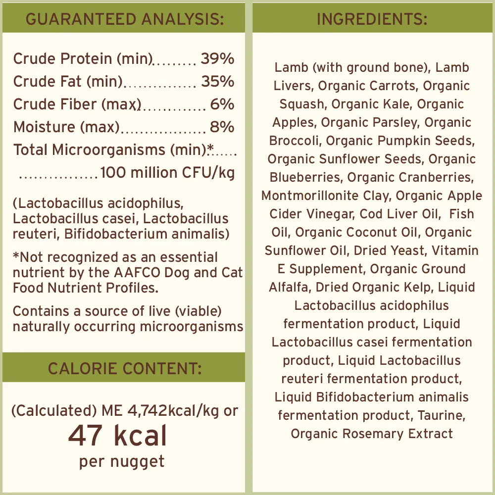 Freeze-Dried Raw Nuggets Dog Food <br> Lamb Recipe