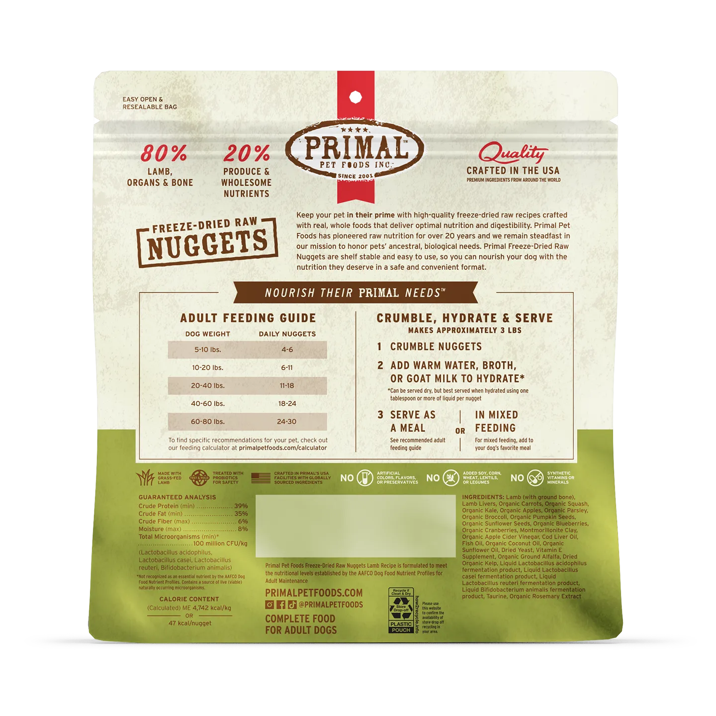 Freeze-Dried Raw Nuggets Dog Food <br> Lamb Recipe