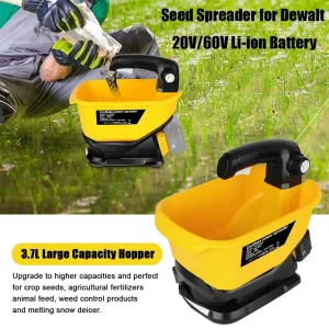 Handheld Seed Spreader for Dewalt 20V/60V Li-ion Battery  3.7L Capacity for Grass Seed, Fertilizer, Salt
