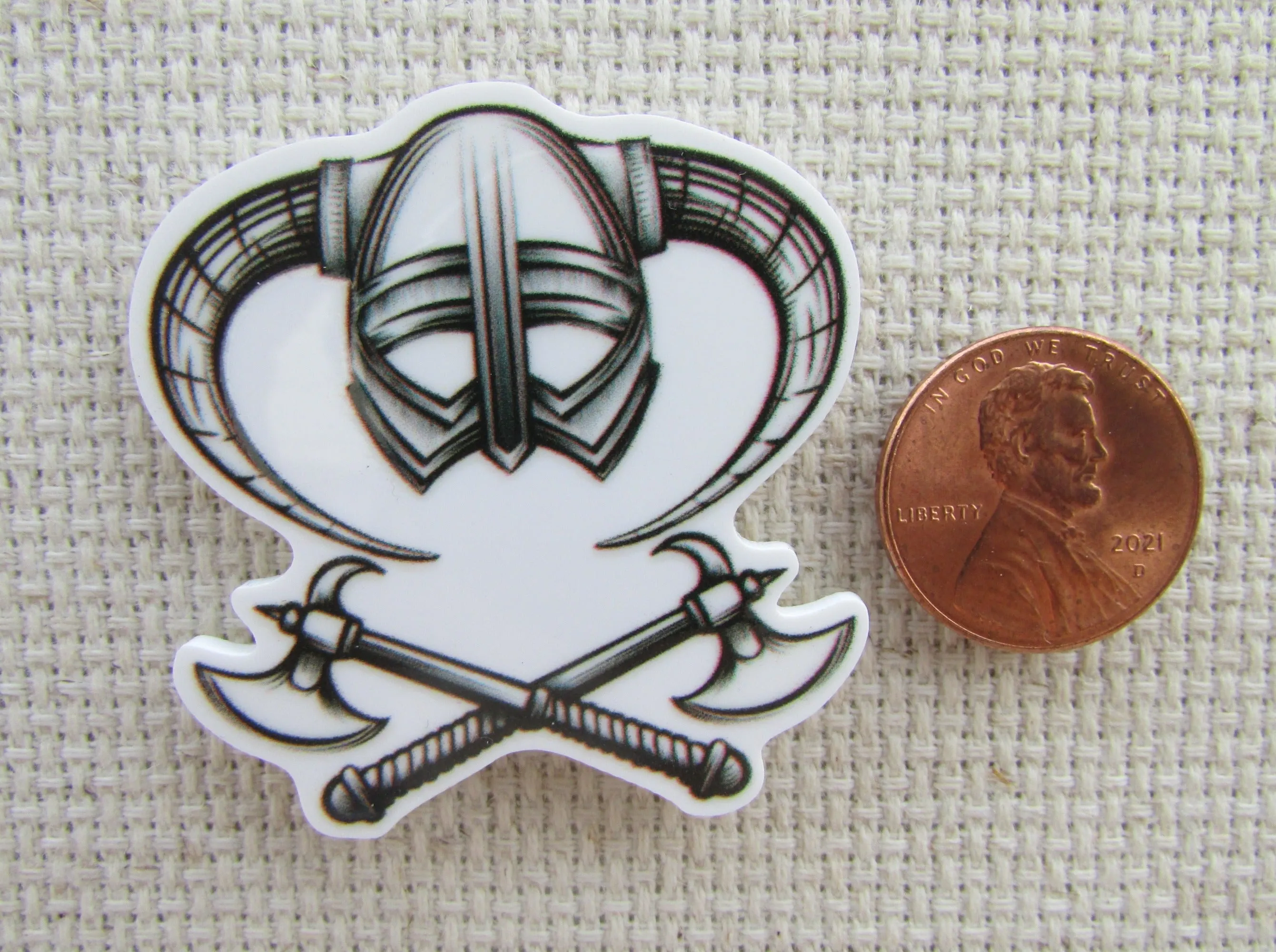 Helmet and a Pair of Axes Needle Minder, Cover Minder, Magnet