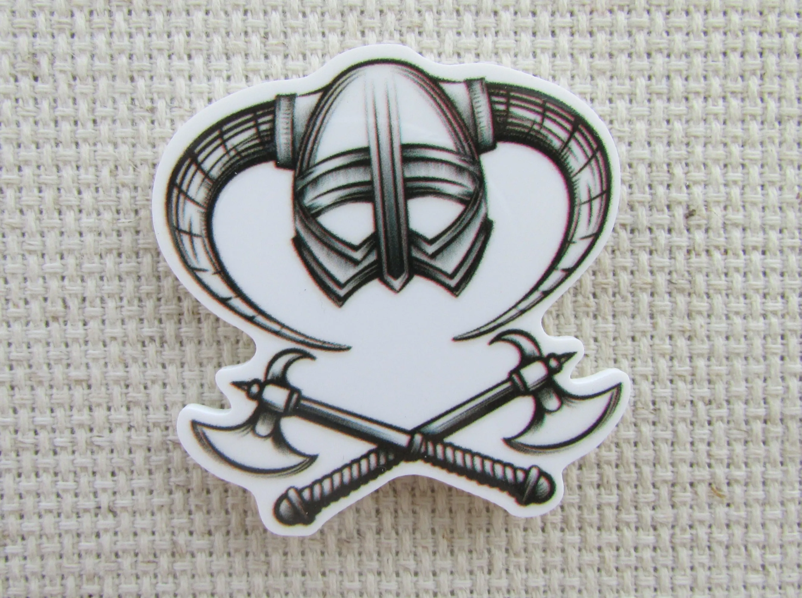 Helmet and a Pair of Axes Needle Minder, Cover Minder, Magnet