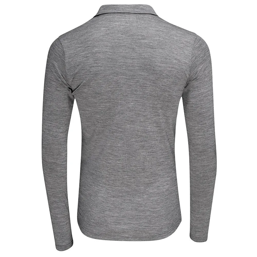 Mens Merino 200 Long Sleeve Polo Shirt (Charcoal/Orange)