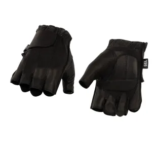 Milwaukee Leather SH442 Men's Black Leather Gel Padded Palm Fingerless Motorcycle Hand Gloves W/ Soft Genuine Leather