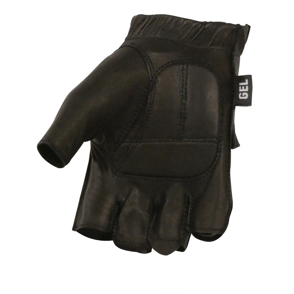 Milwaukee Leather SH442 Men's Black Leather Gel Padded Palm Fingerless Motorcycle Hand Gloves W/ Soft Genuine Leather