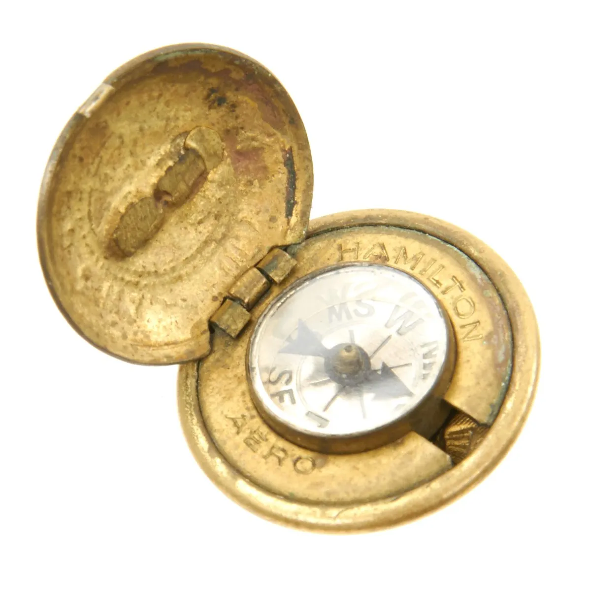 Original U.S. WWII Hamilton Aero Covert Uniform Button Escape Compass