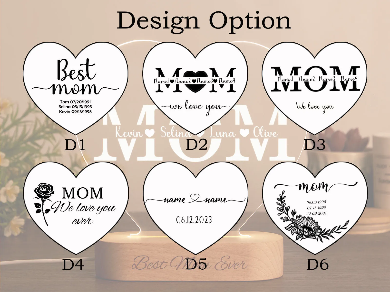 Personalized Mum LED Night Gift for New Mom mothers day gift for boyfriends Grandma Nana Mother in Love Gifts Mother's Day Gift Mummy Gift