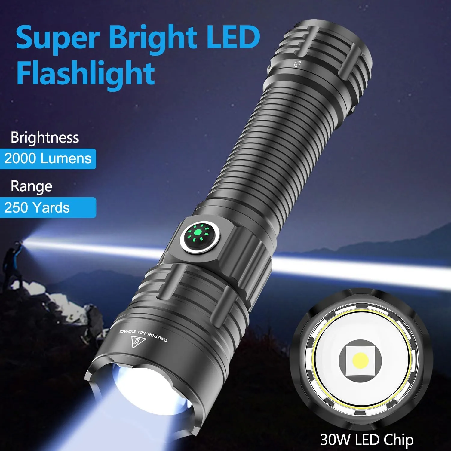 RECON GS2 Tactical Mk3 Ultra Long Distance Weapon Mountable HP Rechargeable LED Flashlight 2000   Lumens
