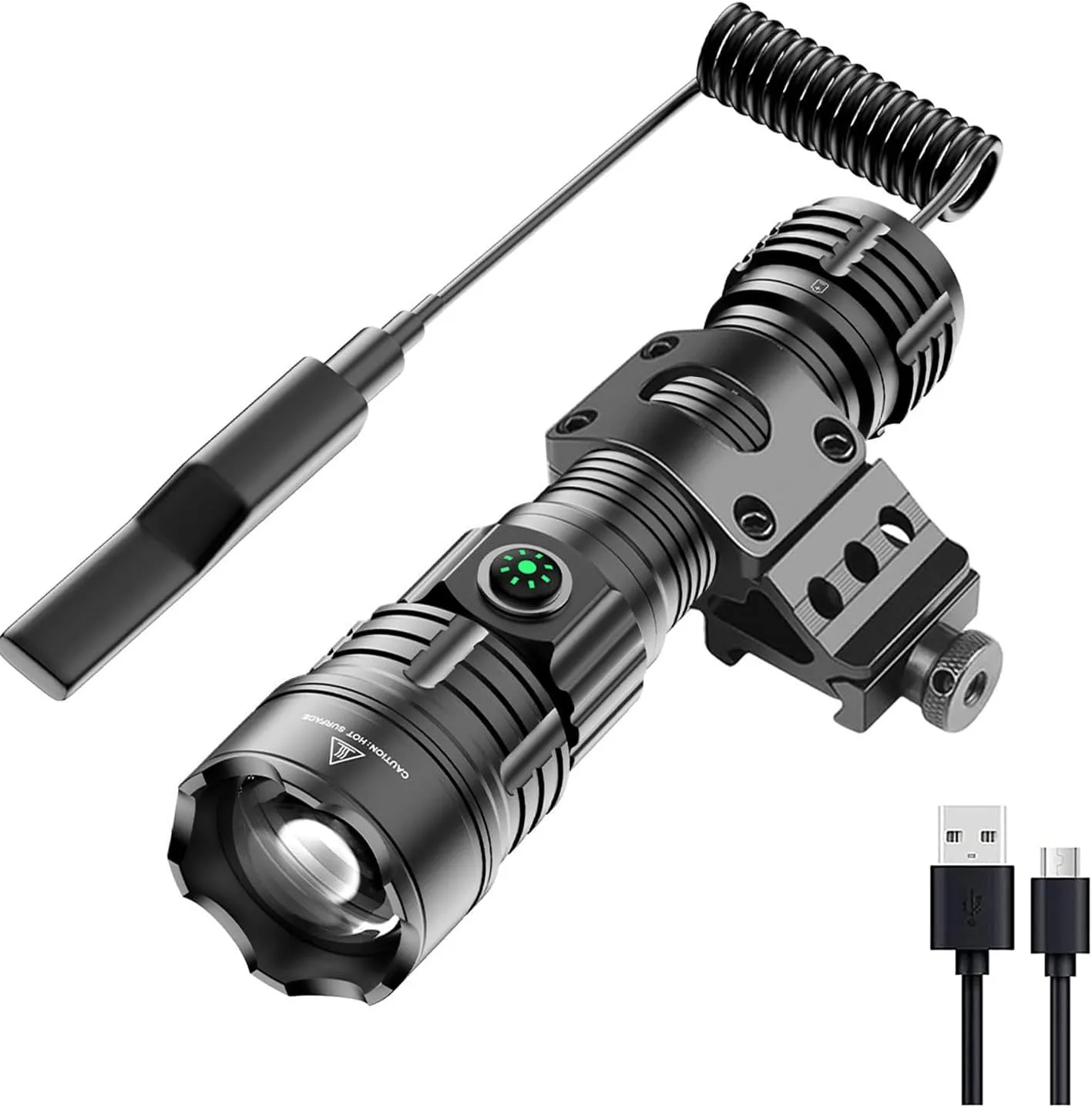 RECON GS2 Tactical Mk3 Ultra Long Distance Weapon Mountable HP Rechargeable LED Flashlight 2000   Lumens