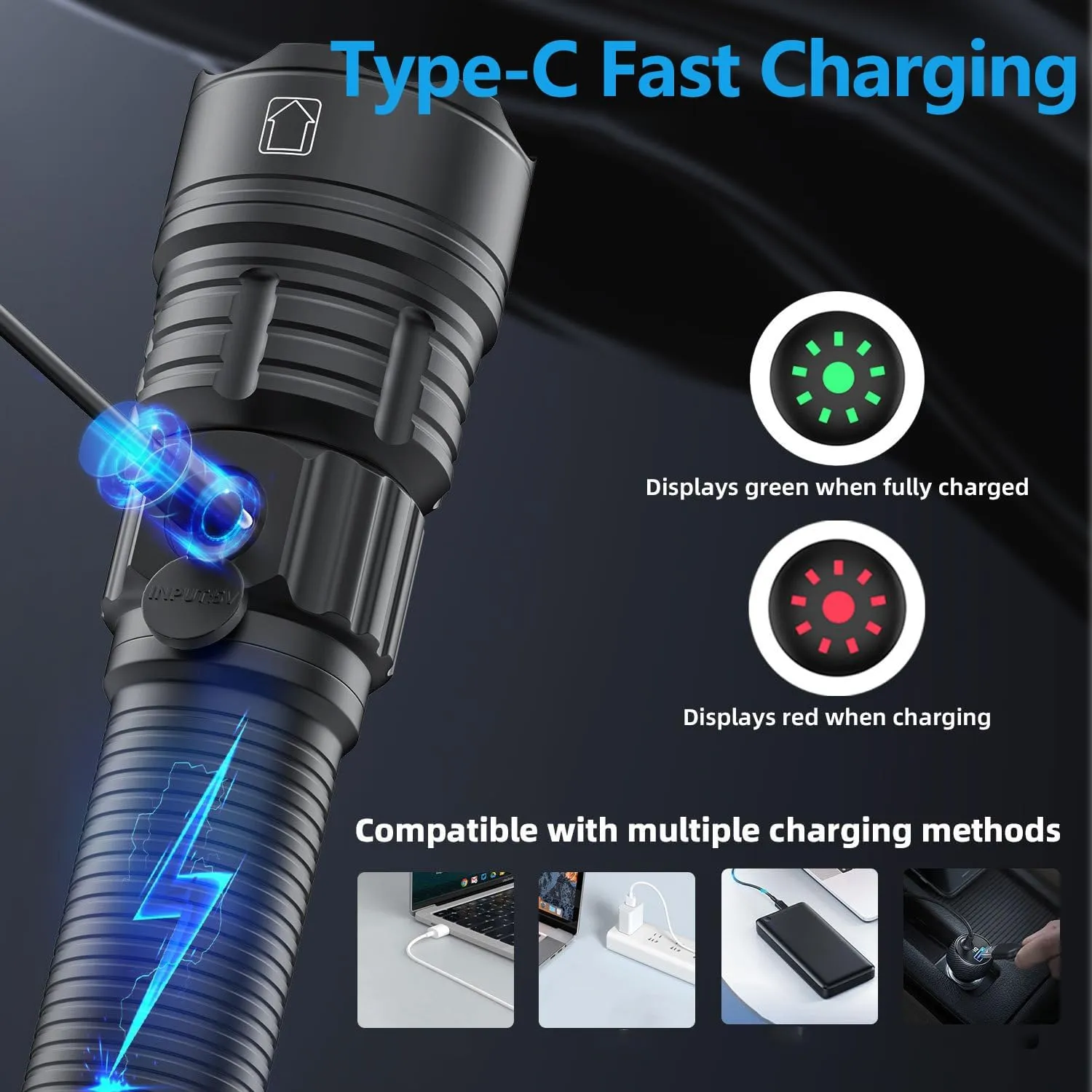RECON GS2 Tactical Mk3 Ultra Long Distance Weapon Mountable HP Rechargeable LED Flashlight 2000   Lumens