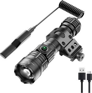 RECON GS2 Tactical Mk3 Ultra Long Distance Weapon Mountable HP Rechargeable LED Flashlight 2000   Lumens