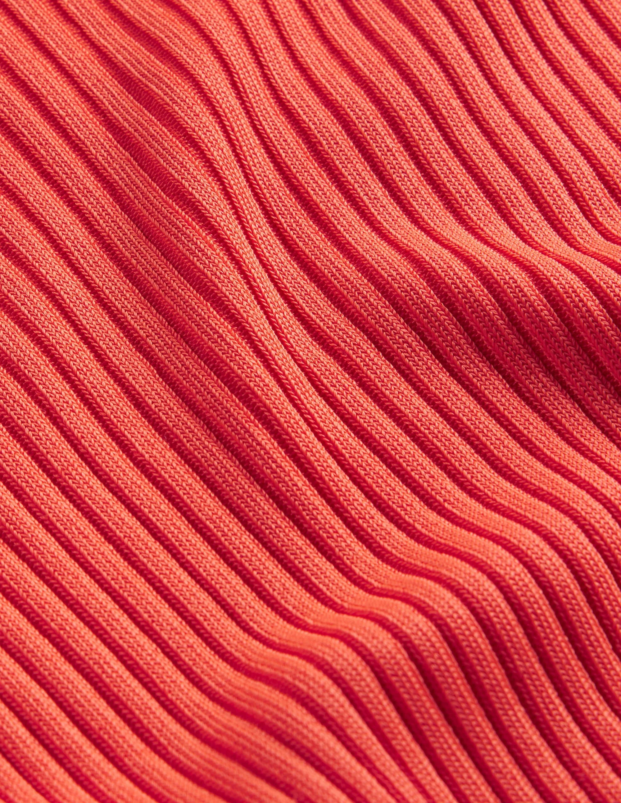 Ribbed Slash Neck Jumper-Vermillion Red