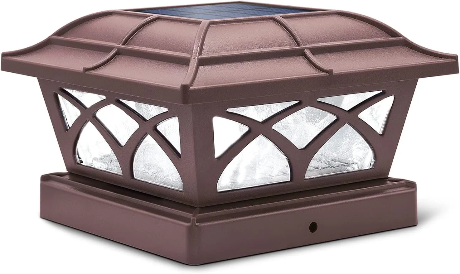 Solar Post Cap Lights Outdoor Glass 2 Modes 8 Leds for 4X4 5X5 6X6 Posts Fence Deck Patio Decoration Warm White/Cool White Lighting White (2 Pack)