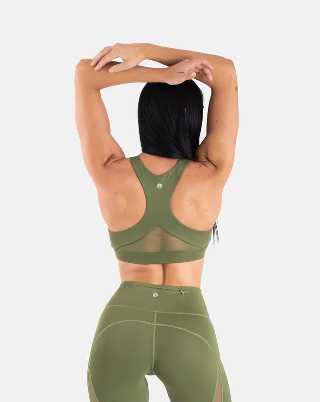 Staple Mesh Sports Bra - Olive