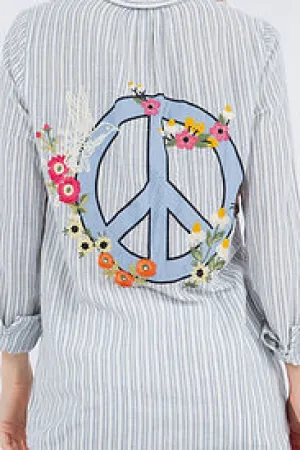 Stripe Shirt with Peace Applique
