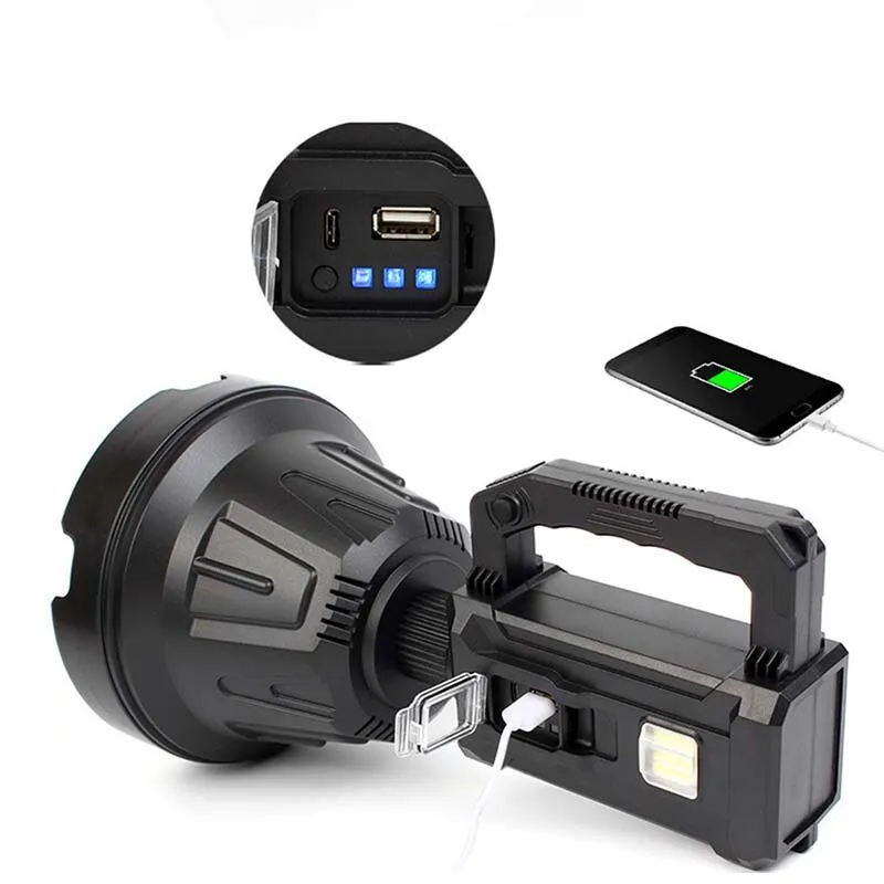 Super Bright LED Flashlight 5500-7000K, 6 Modes, Type-C Solar Rechargeable, Waterproof, Long Throw for Hunting & Camping