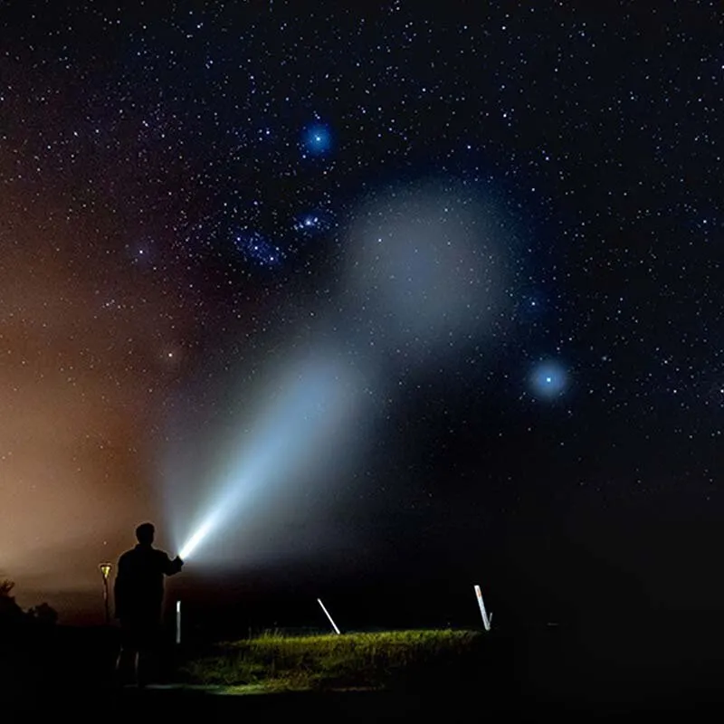 Super Bright LED Flashlight 5500-7000K, 6 Modes, Type-C Solar Rechargeable, Waterproof, Long Throw for Hunting & Camping