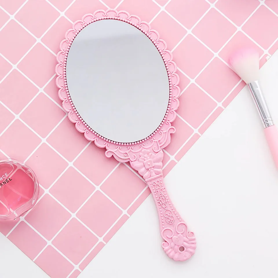 Vintage Floral Handheld Makeup Mirror